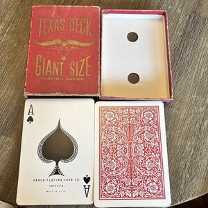 Vintage Texas Deck Giant Size Playing Cards 5x7 Arrco Playing Card Co Chicago